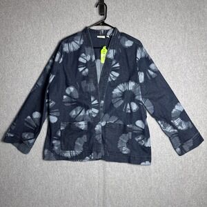 LOGO by Lori Goldstein Denim Jacket Cardigan Size 12  Recycled Open Front
